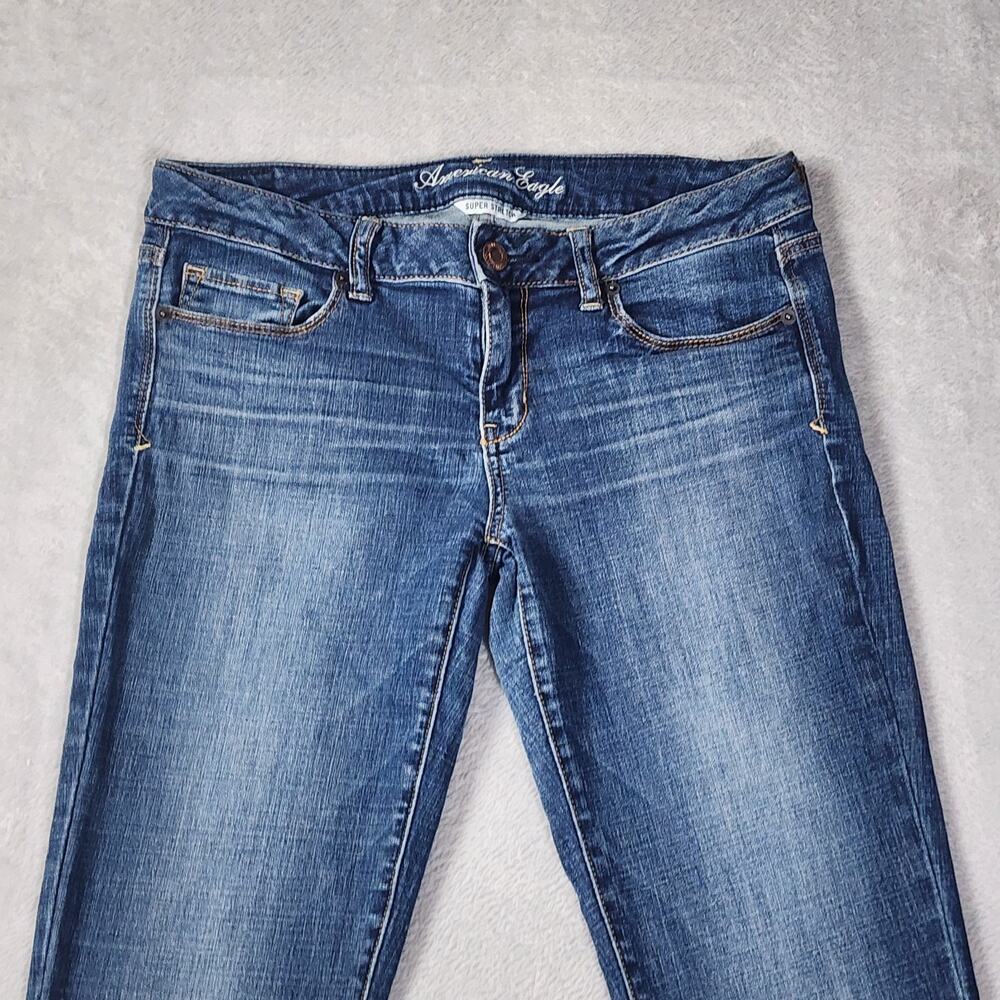 American Eagle Skinny Kick Jeans Bootcut Low Rise Dark Wash Denim Womens Size 10 - Picture 3 of 11